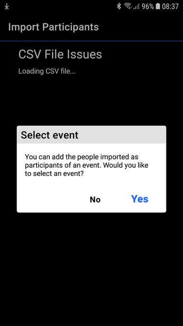 Choose an event if required