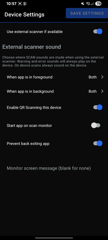 Inosscan on Android device settings page